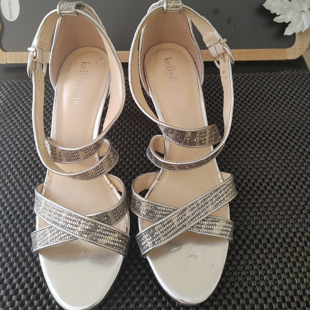 Kelly & Katie silver/gold wedding high heeled sandals